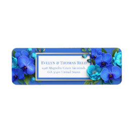 Royal Blue Gilded Orchid Nature Return Address Returadress Etikett