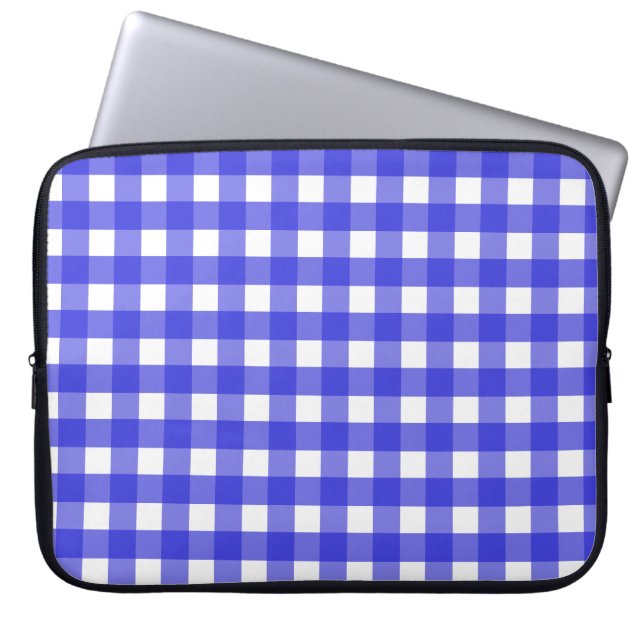 Royal blue gingham laptop fodral (Framsidan)