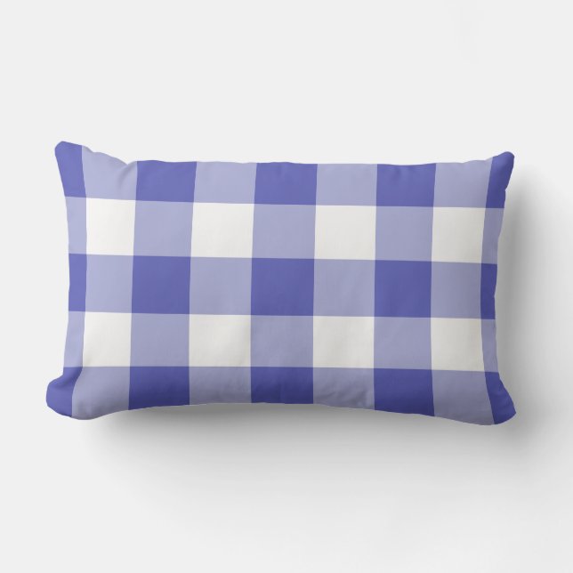 Royal Blue Gingham Mönster Checkered Lumbarkudde (Framsida)