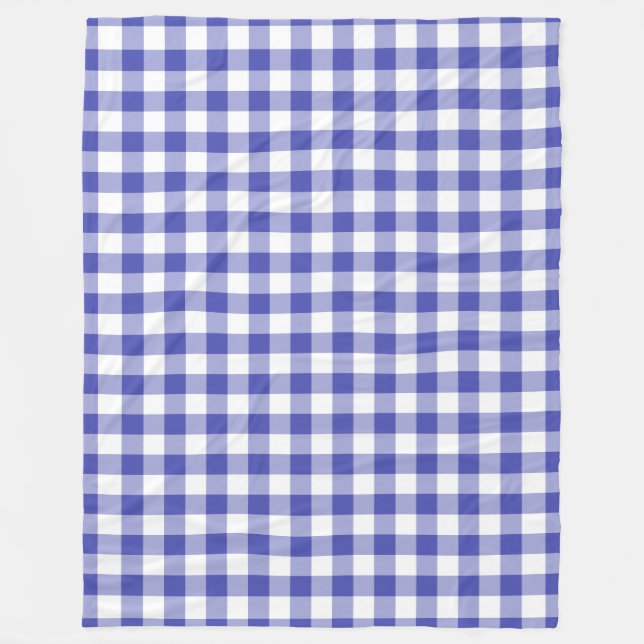 Royal Blue Gingham Mönster Fleecefilt (Framsidan)