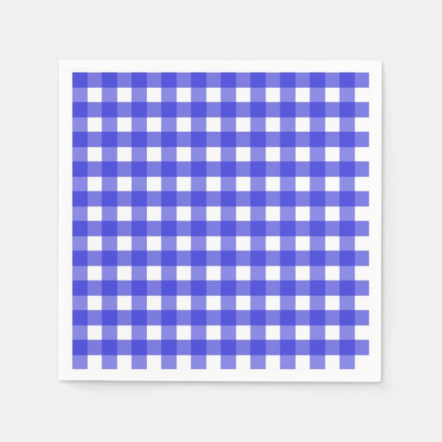 Royal blue gingham pappersservett (Framsidan)