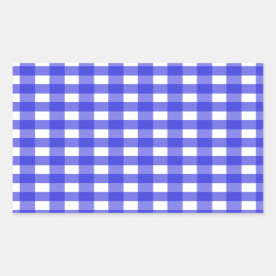 Royal blue gingham rektangulärt klistermärke