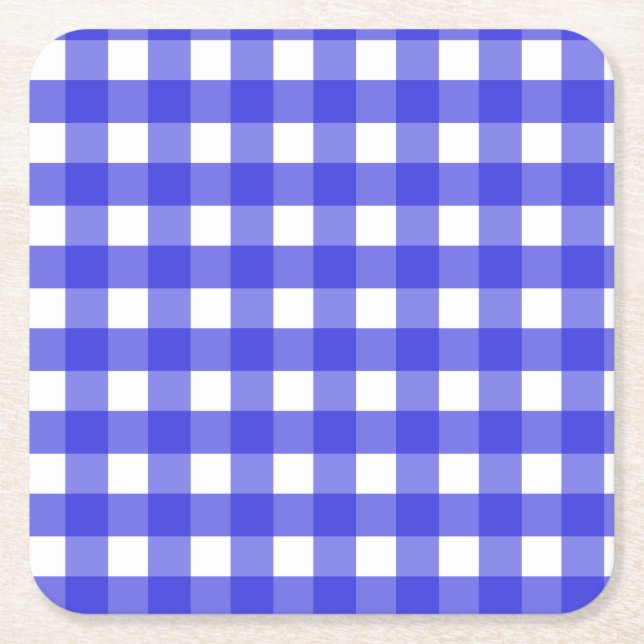 Royal blue gingham underlägg papper kvadrat (Framsidan)