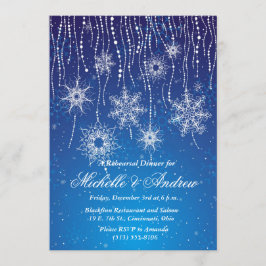 Royal Blue Glam Snöflingor vintertid Party Inbjudningar