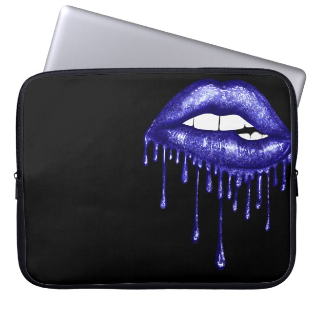 ROYAL BLUE GLITTER DRIPPING LÄPPAR LAPTOP FODRAL (Framsidan)