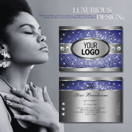 Royal Blue Glitter Gnistra Stars Diamanter och Log Visitkort