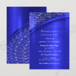 Royal Blue Glitter Möhippa Birthday Inbjudningar