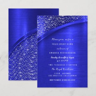 Royal Blue Glitter Möhippa Birthday Inbjudningar