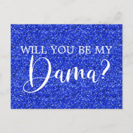 Royal Blue Glitter Quinceañera Dama Frieri Inbjudan Vykort