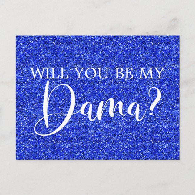 Royal Blue Glitter Quinceañera Dama Frieri Inbjudan Vykort (Framsida)