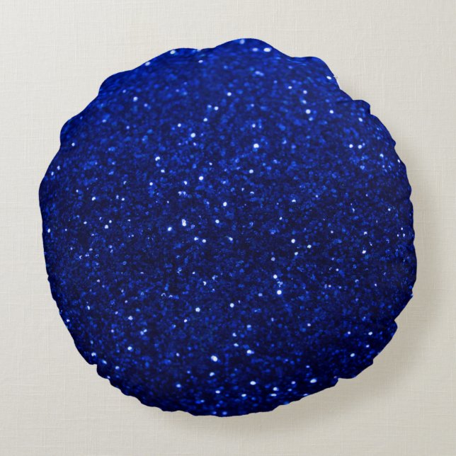 Royal Blue Glitter Round Dekorativ kudde (Baksidan)