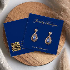 Royal Blue Gold Butik Örhänge Visningskort Fyrkantigt Visitkort