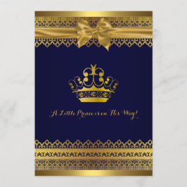 Royal Blue & Gold Crown Barnrumsinbjudan Inbjudningar