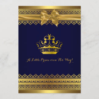 Royal Blue & Gold Crown Barnrumsinbjudan Inbjudningar