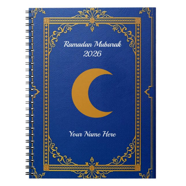Royal Blue Gold Filigree Ramadan Anteckningsbok (Framsidan)