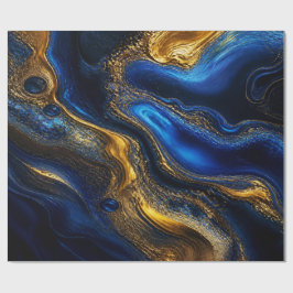 Royal Blue & Gold Fluid Art Presentpapper