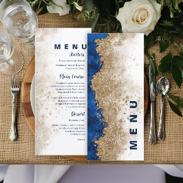 Royal Blue Gold Formal Luxury Wedding Reception  Meny