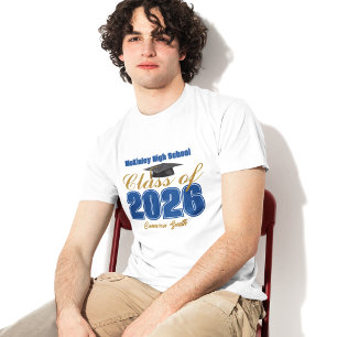 Royal Blue Gold Klass 2026 Anpassad Examen T Shirt