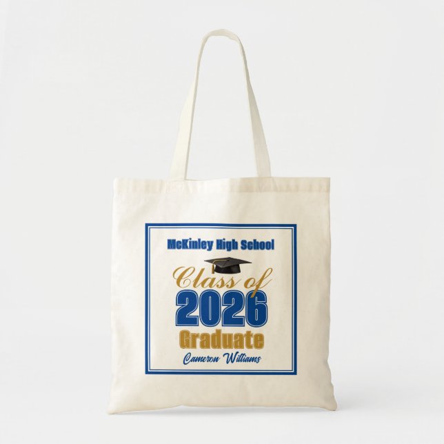 Royal Blue Gold Klass 2026 Examen Anpassad Tygkasse (Framsidan)