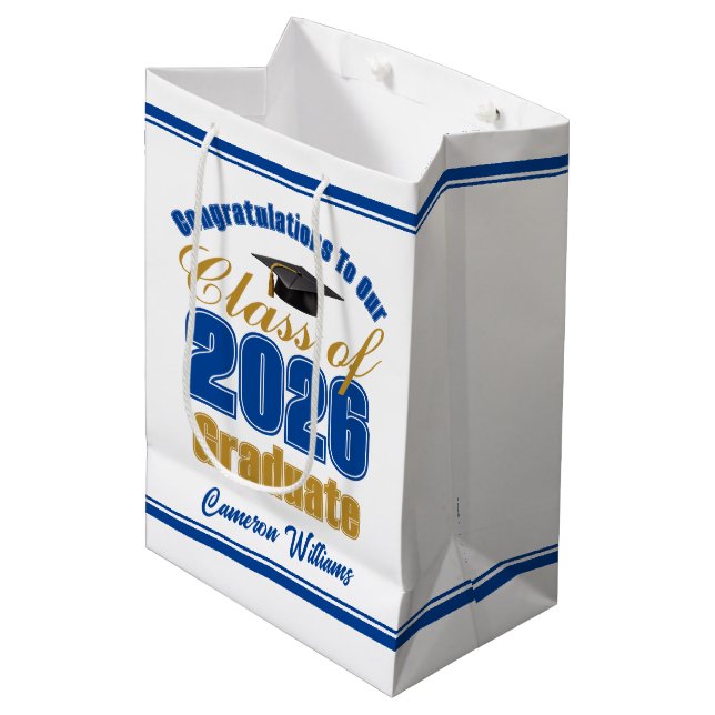 Royal Blue Gold Klass 2026 Examenfest (Framsidan Vinklad)