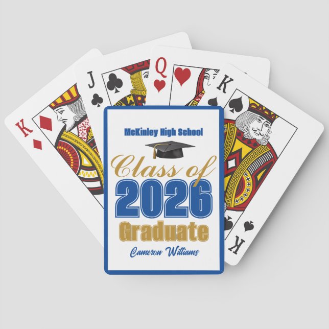 Royal Blue Gold Klass 2026 Examenfest Casinokort (Baksidan)