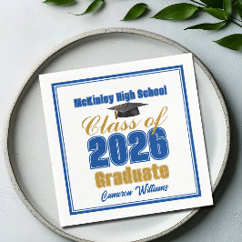 Royal Blue Gold Klass 2026 Examenfest Pappersservett