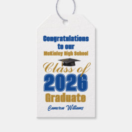 Royal Blue Gold Klass 2026 Examenfest Presentetikett