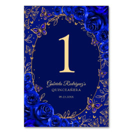 Royal Blue Gold Quinceanera Bordsnummer