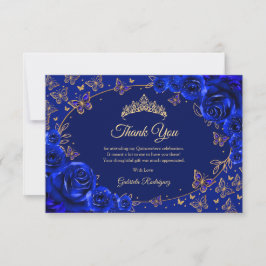 Royal Blue Gold Quinceanera Tack Kort