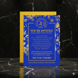 Royal Blue & Gold Skolans Klassåterträff Inbjudningar