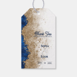 Royal Blue Gold Wedding Thank You Favor  Presentetikett