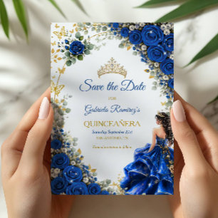 Royal Blue Golden Butterfly Quinceañera  Spara Datumet