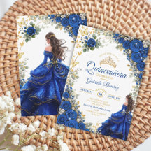 Royal Blue Golden Fjärilar Quinceañera