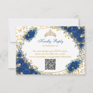 Royal Blue Golden fjärilar Quinceañera OSA Kort