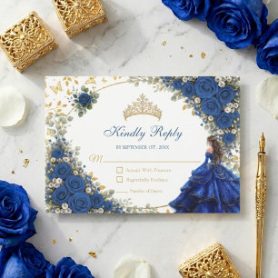 Royal Blue Golden Fjärilar Quinceañera  OSA Kort