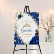 Royal Blue Golden fjärilar Quinceañera välkomstsky