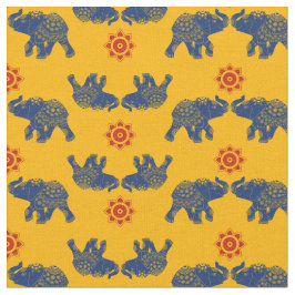 Royal Blue, Golden Gult judeled Elephants Indian Tyg