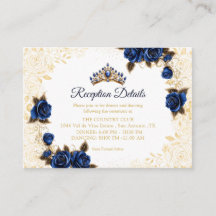 Royal Blue Golden Tiara Rosor Quinceañera
