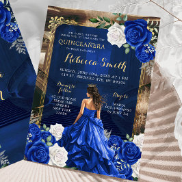 Royal Blue Grand Palace Quinceañera Princess Inbjudningar