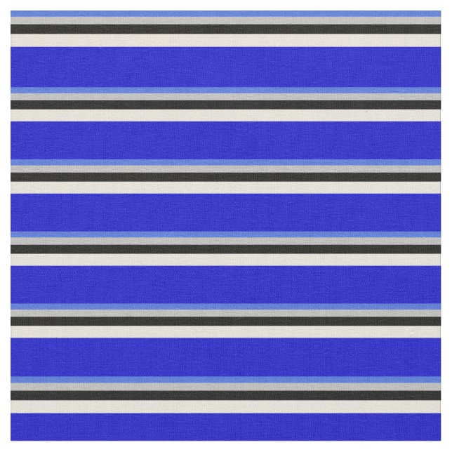 Royal Blue, Grått, Black, Beige och Blue Färgad Tyg (Närbild)