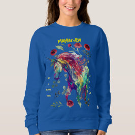 (Royal Blue) Grönt) Mamma Unicorn T Shirt