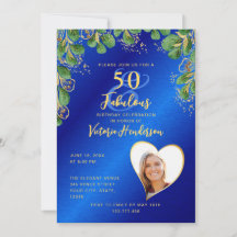 Royal Blue & Guld 50 & Fabulous Greenery Birthday