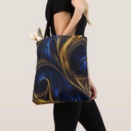 Royal Blue Guld Abstrakt Swirl Tygkasse