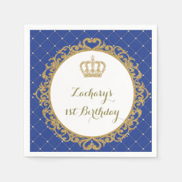 Royal Blue Guld Baby Prince Birthday Pappersservet Pappersservett