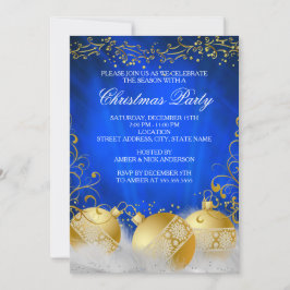 Royal Blue Guld Bauble White jul Party Inbjudningar