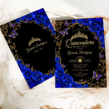 Royal Blue Guld Black Quinceanera