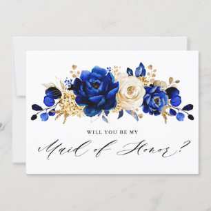 Royal Blue Guld blir min maid of honor Inbjudningar