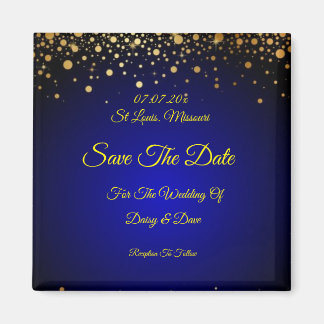 Royal Blue guld Bröllop spara datum Magnet
