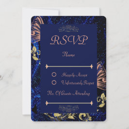 Royal Blue Guld Butterfly Bröllop OSA Card