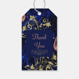 Royal Blue Guld Butterfly Bröllop Presentetikett